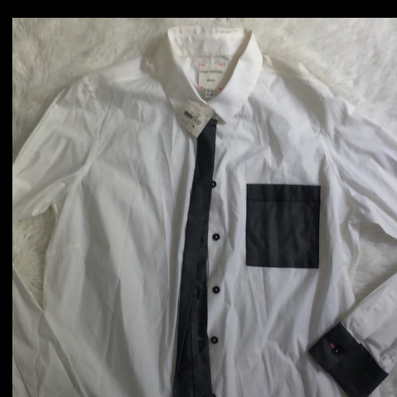 BLACK & WHITE DESIGNER TAILORED TUXEDO BLOUSE 12 - Picture 2 of 8